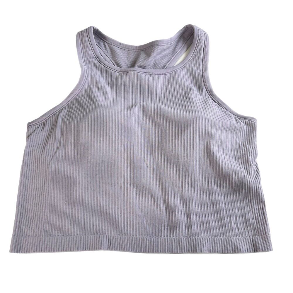 Lululemon Ebb To Street Cropped Tank Top Size 12 Lilac Lavender Racerback Tank